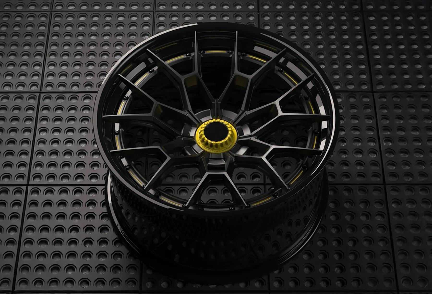URBANLUGS forged wheel in black with yellow accent mesh design